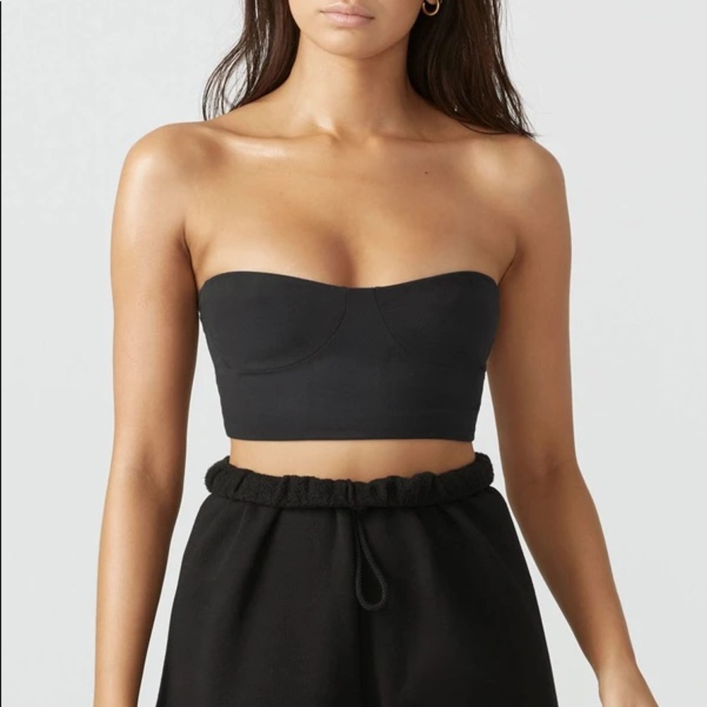 Black Joah Brown Bustier Tube Top Size Small